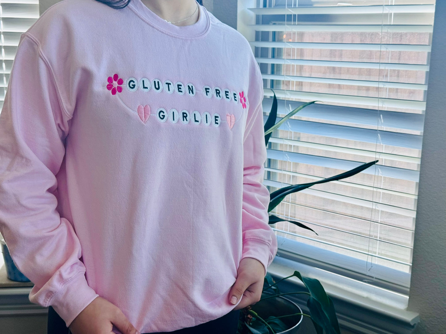 Gluten Free Girlie Embroidered Sweatshirt & Hoodie | Celiac Gift for Women | Cute Girly Crewneck