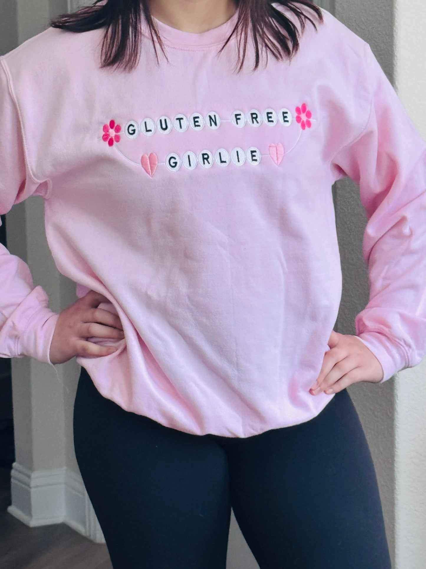 Gluten Free Girlie Embroidered Sweatshirt & Hoodie | Celiac Gift for Women | Cute Girly Crewneck