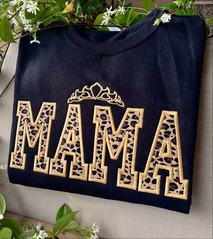 Sudadera bordada "Mamá Leopardo" | Diseño de corona | Personalizada