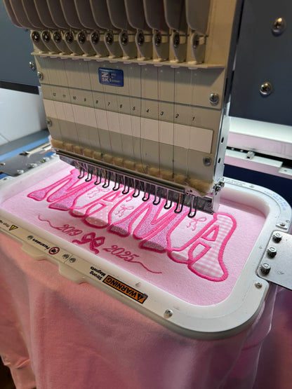 Sudadera bordada de lazo "Mamá" | Nombres personalizados de niños en la manga