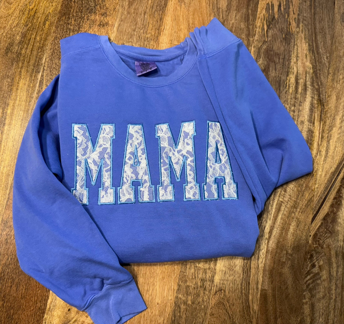Personalized Lace Appliqué Embroidered Shirt & Sweatshirt | Custom Mama Grandma Nana Gift