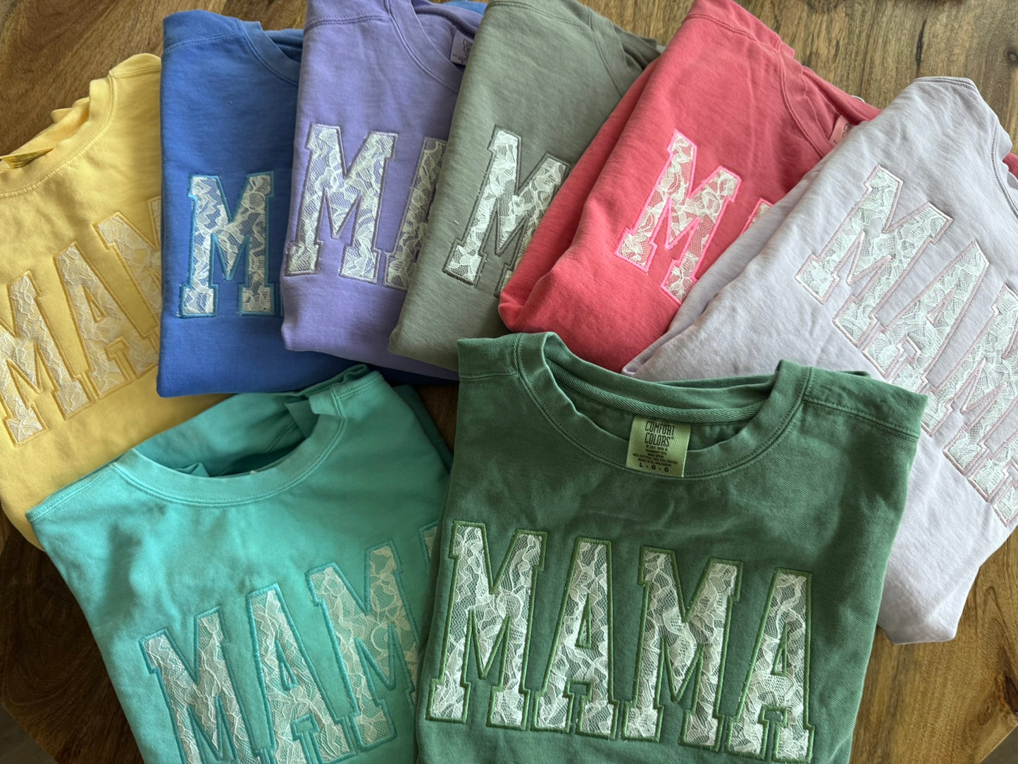 Personalized Lace Appliqué Embroidered Shirt & Sweatshirt | Custom Mama Grandma Nana Gift