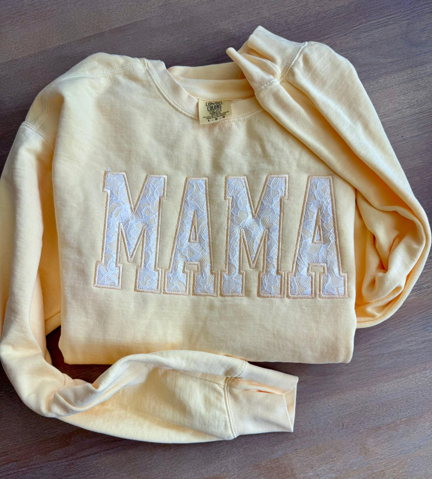 Personalized Lace Appliqué Embroidered Shirt & Sweatshirt | Custom Mama Grandma Nana Gift