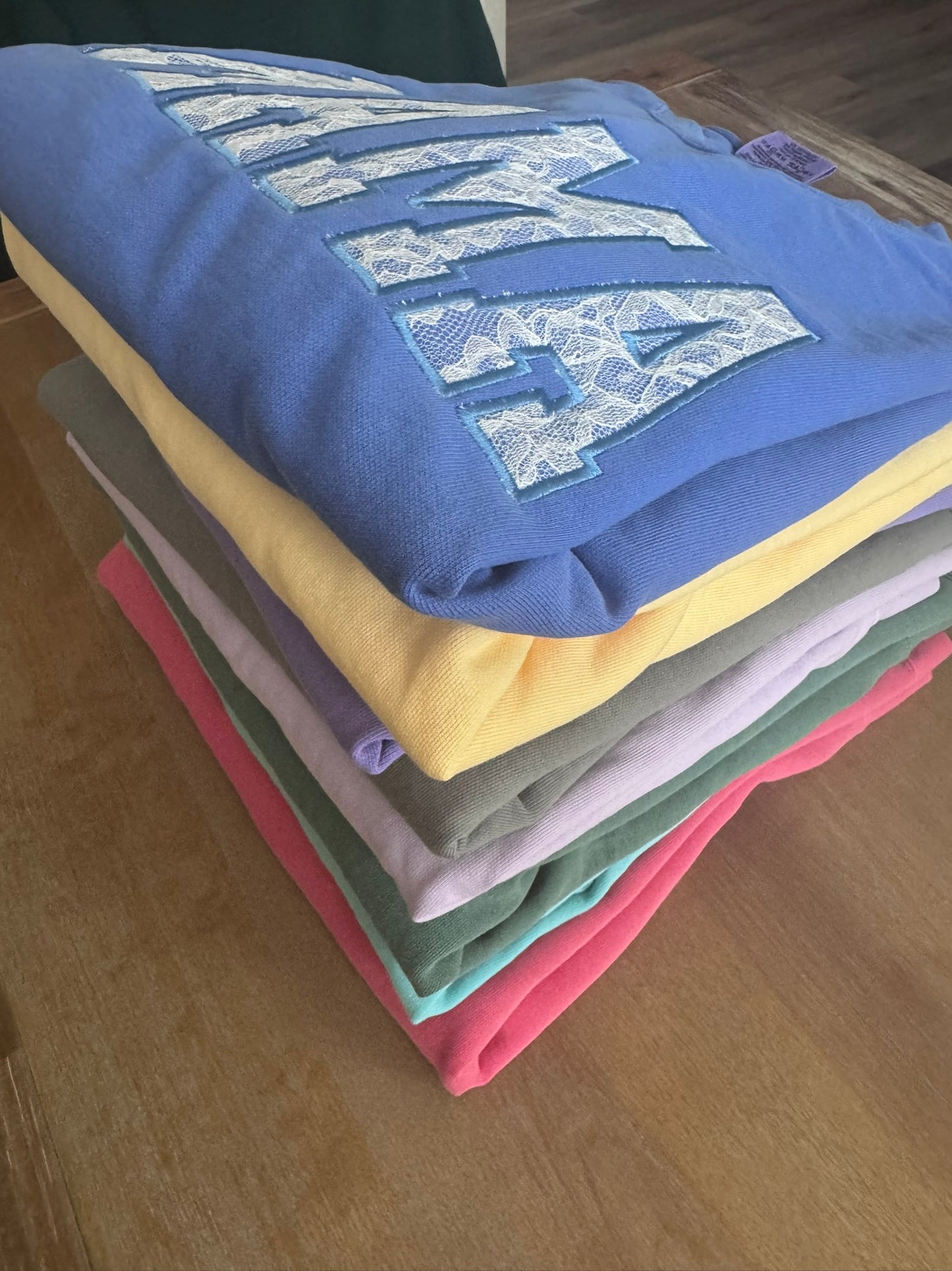 Personalized Lace Appliqué Embroidered Shirt & Sweatshirt | Custom Mama Grandma Nana Gift