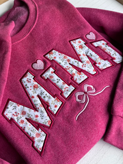 Sudadera con lazo floral MiMi bordado | Sudadera personalizada de abuela | Regalo personalizado