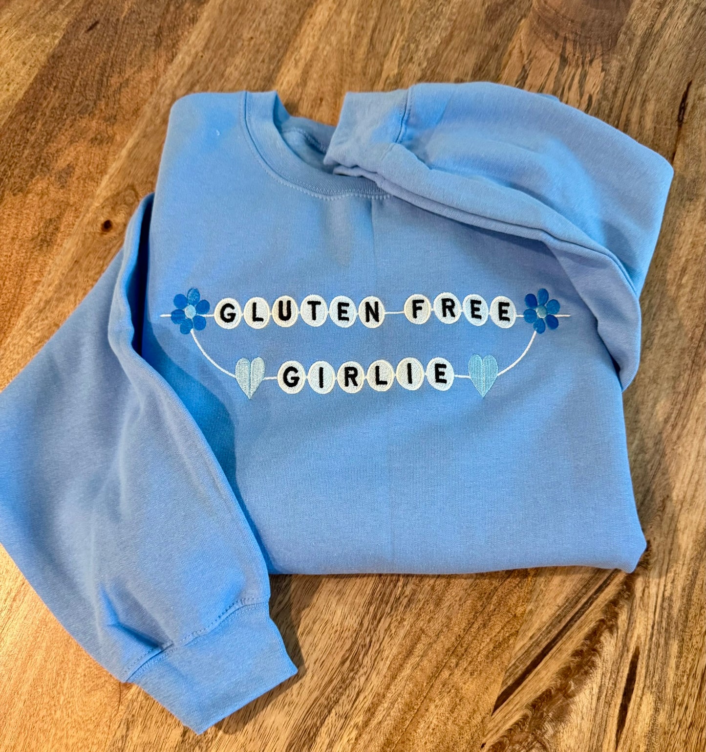 Gluten Free Girlie Embroidered Sweatshirt & Hoodie | Celiac Gift for Women | Cute Girly Crewneck
