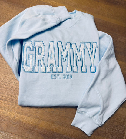 Personalized Lace Appliqué Embroidered Shirt & Sweatshirt | Custom Mama Grandma Nana Gift