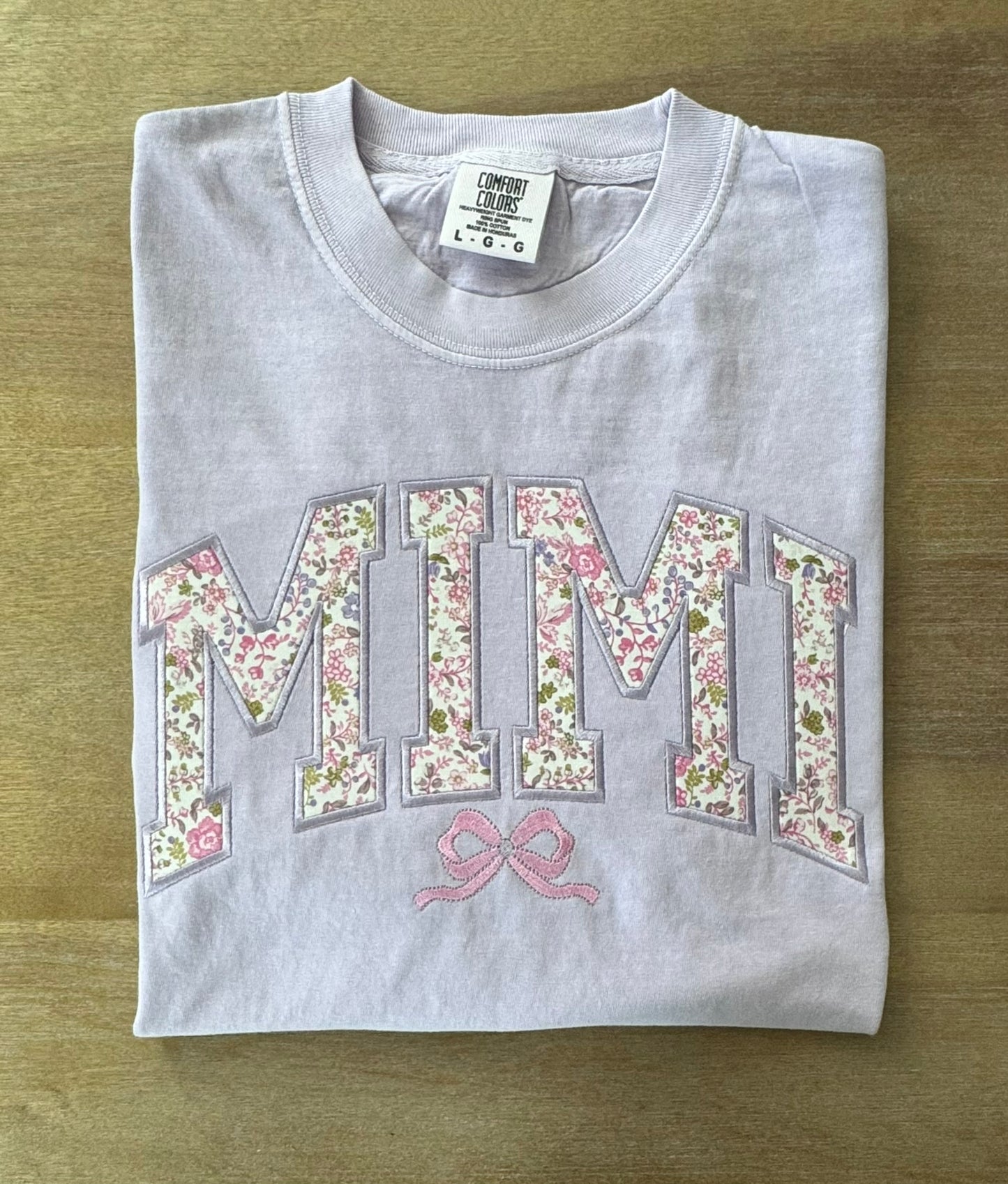 Mama Floral Bow Embroidered T-Shirt | Custom Title | Comfort Colors