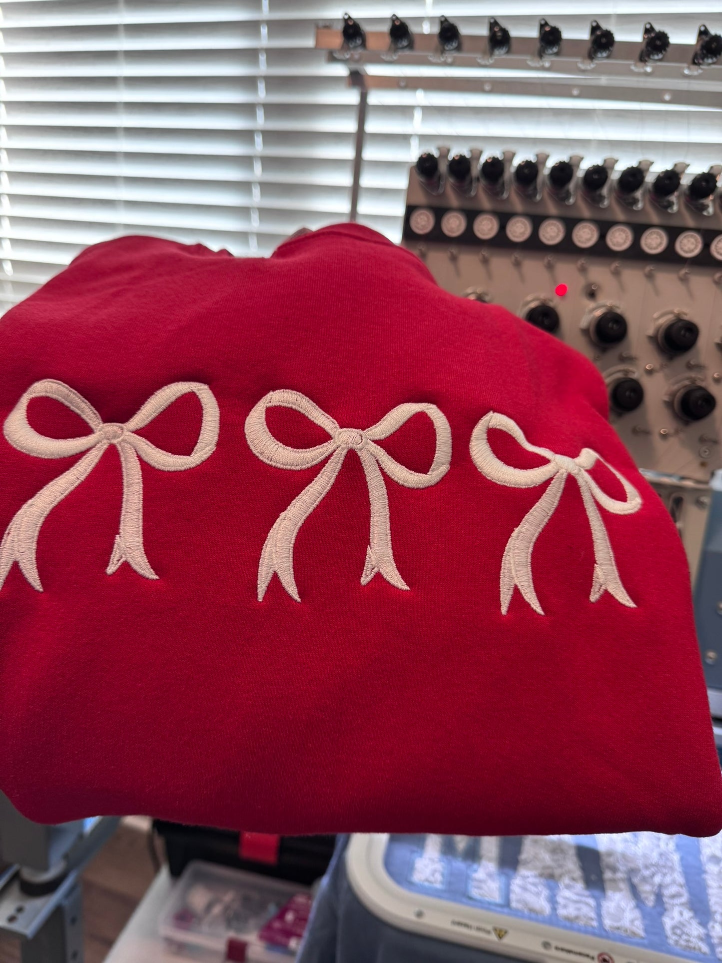 Coquette Bow Embroidered Sweatshirt & Hoodie – Girly Christmas Gift for Her