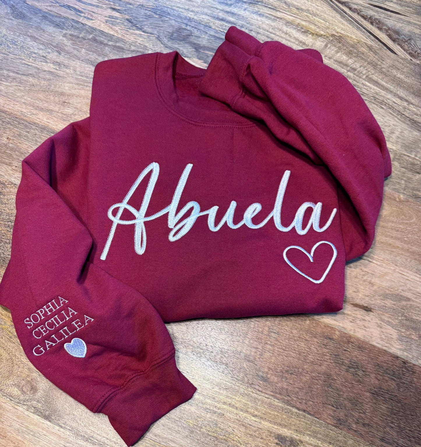 Abuela Embroidered Sweatshirt, Personalized Grandma Gift, Custom Names Sleeve, Hispanic Grandma Sweater, Latina Family Gift, Gift for Abuela