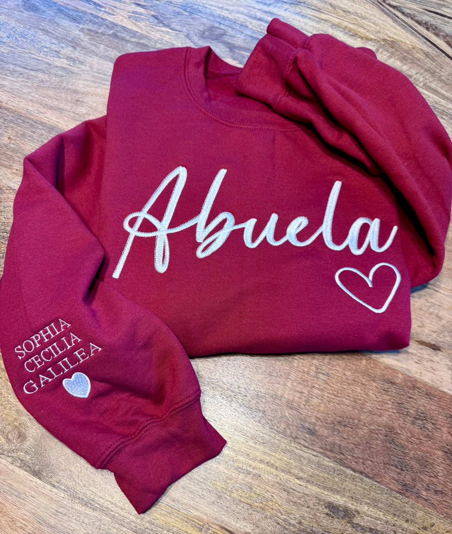 Abuela Embroidered Sweatshirt, Personalized Grandma Gift, Custom Names Sleeve, Hispanic Grandma Sweater, Latina Family Gift, Gift for Abuela