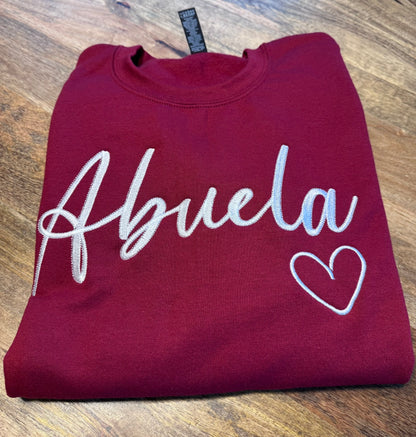 Abuela Embroidered Sweatshirt, Personalized Grandma Gift, Custom Names Sleeve, Hispanic Grandma Sweater, Latina Family Gift, Gift for Abuela