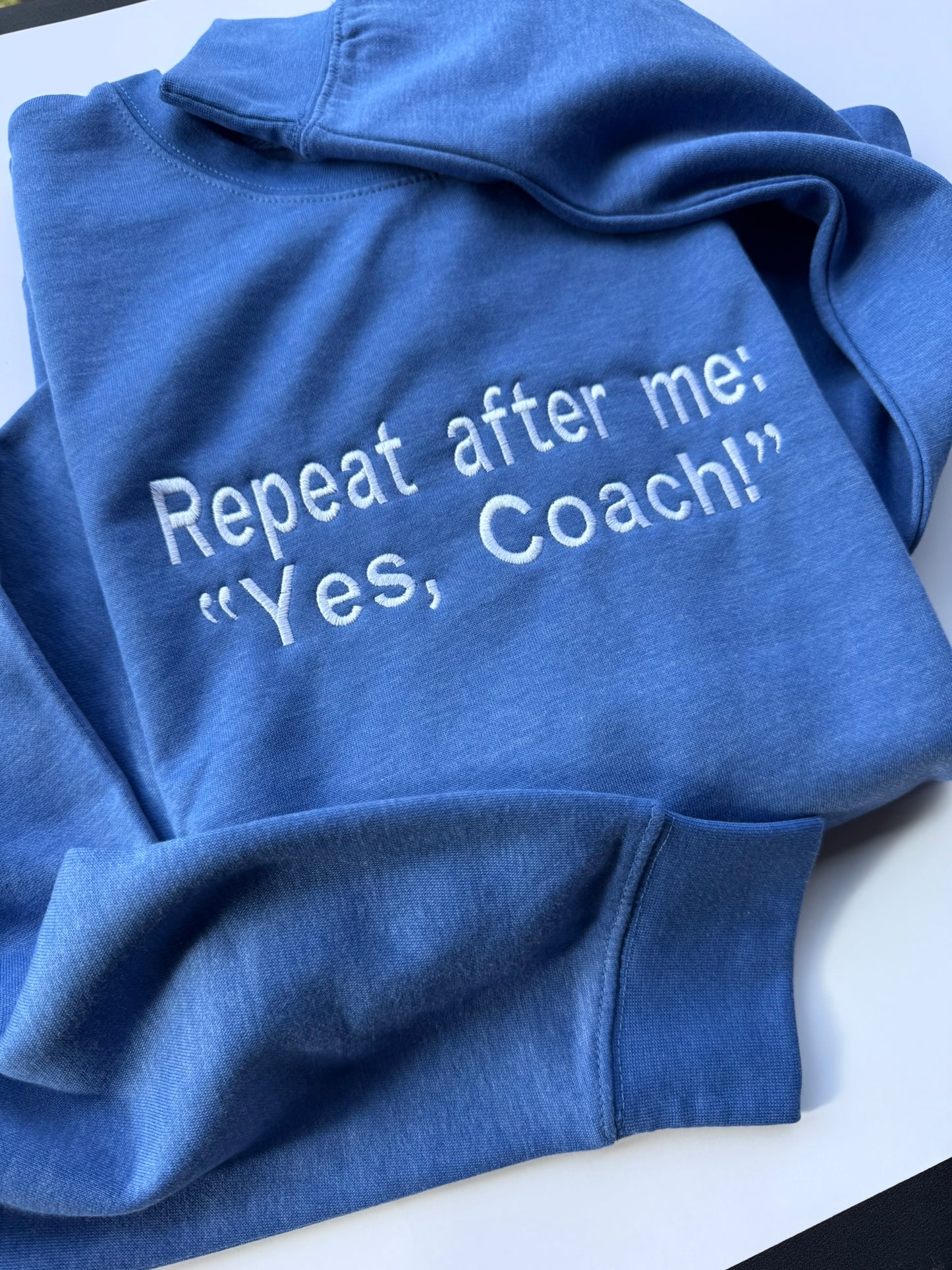 Repeat After Me: Yes, Coach! Embroidered Sweatshirt & Hoodie | Custom Thread Color | Coach Gift