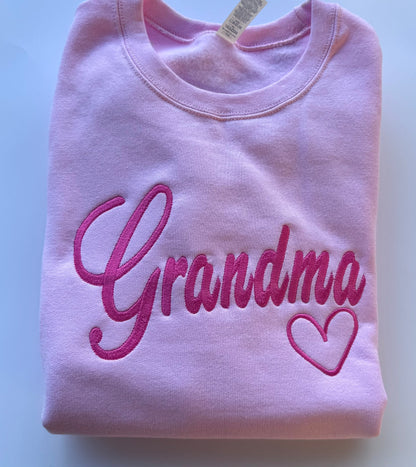 Personalized Embroidered Grandma Sweatshirt & Hoodie | Custom Curly Script | Mama Nana Grammy Gift
