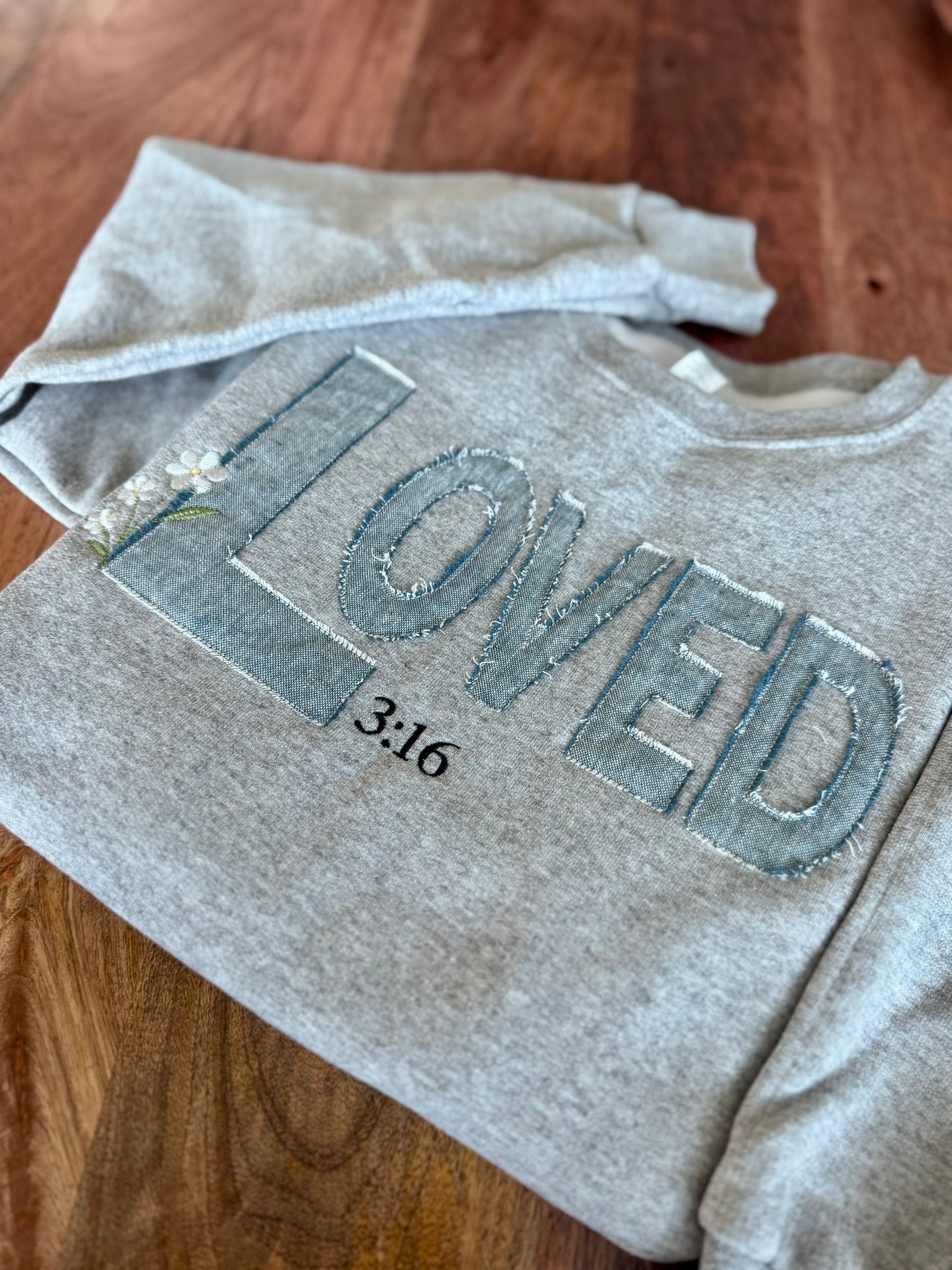 Loved embroidered Christian sweatshirt John 3:16 crewneck gift for women