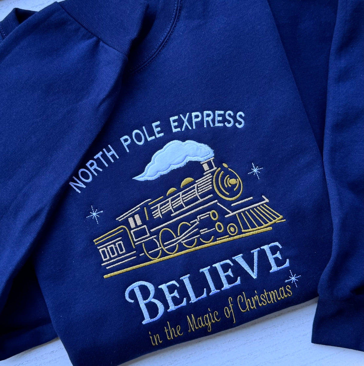 North Pole Express Christmas Sweatshirt & Hoodie | Youth & Adult Train Appliqué