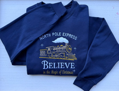 North Pole Express Christmas Sweatshirt & Hoodie | Youth & Adult Train Appliqué