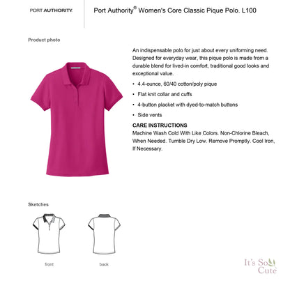 Women's Port Authority pique polo with custom embroidery logo