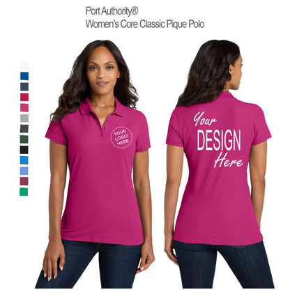 Port Authority women's core classic pique polo with embroidery logo