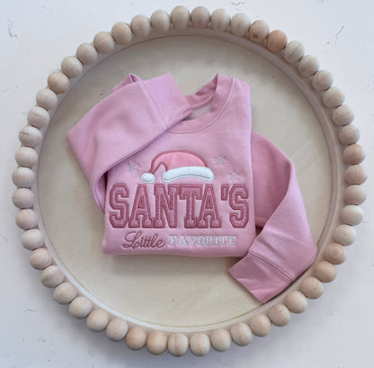 Santa's Little Favorite Pink Toddler Christmas Sweatshirt