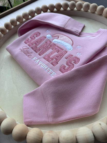 Santa's Little Favorite Pink Toddler Christmas Sweatshirt