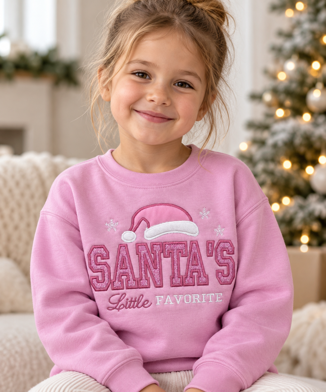 Santa's Little Favorite Pink Toddler Christmas Sweatshirt