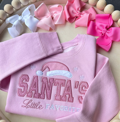 Santa's Little Favorite Pink Toddler Christmas Sweatshirt