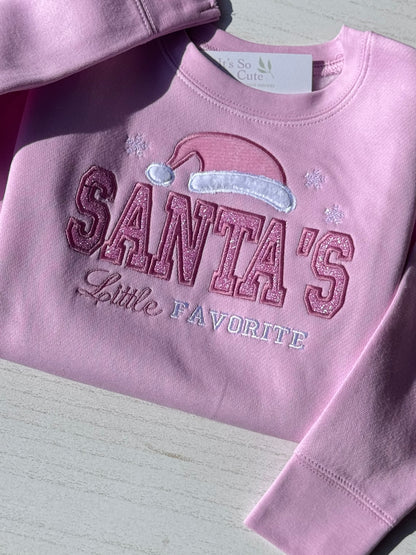 Santa's Little Favorite Pink Toddler Christmas Sweatshirt