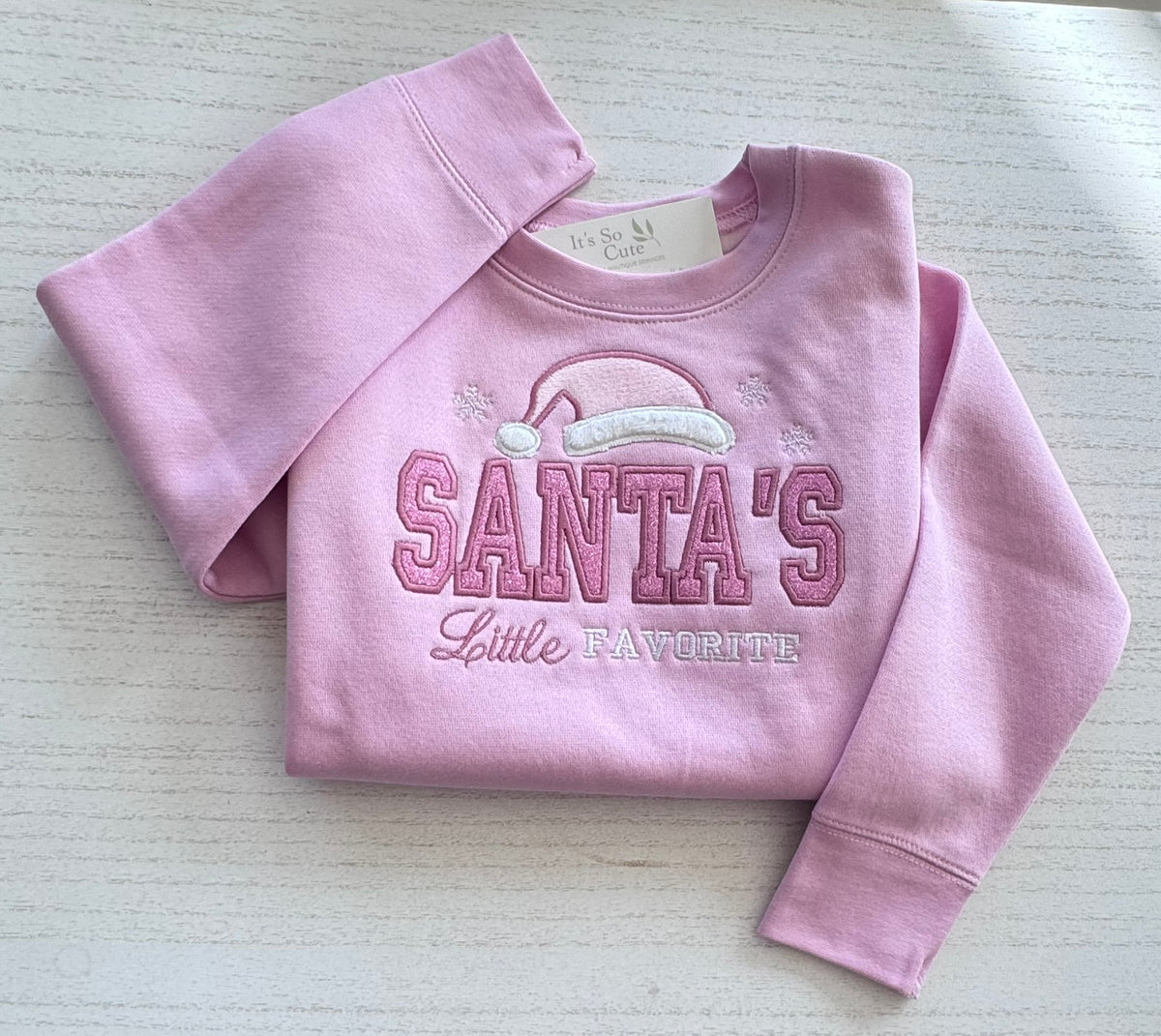 Santa's Little Favorite Pink Toddler Christmas Sweatshirt