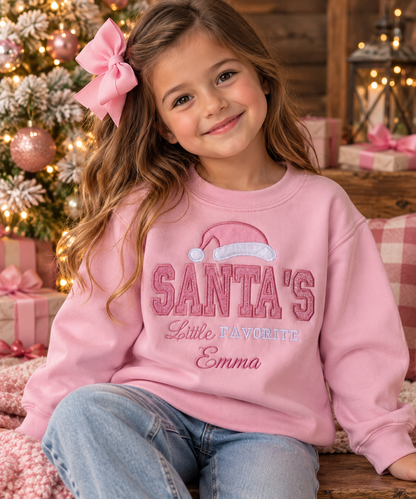 Santa's Little Favorite Pink Toddler Christmas Sweatshirt