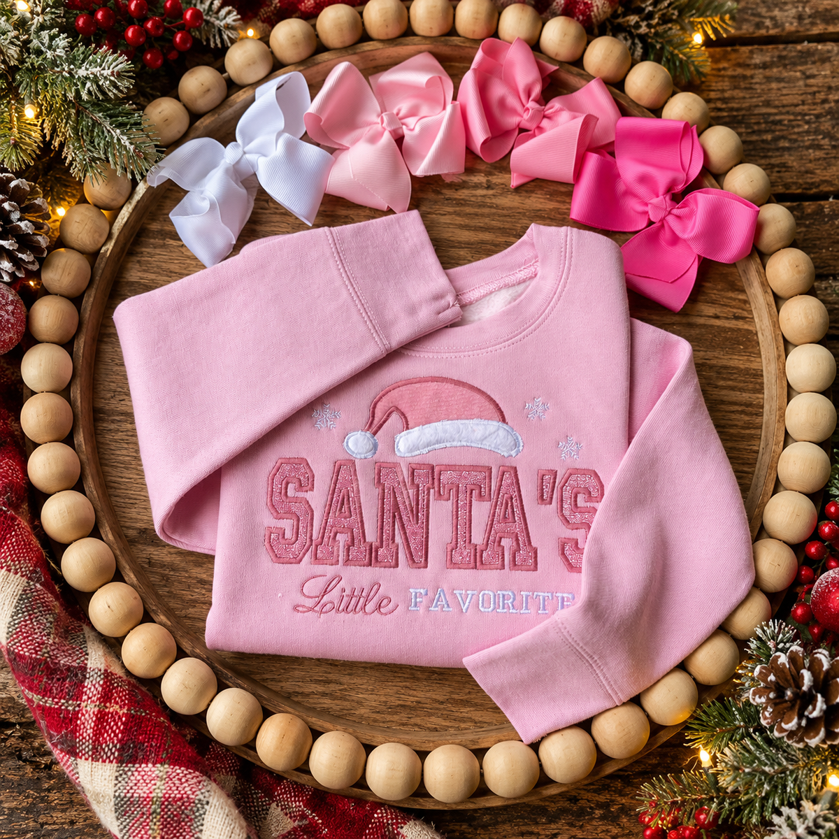 Santa's Little Favorite Pink Toddler Christmas Sweatshirt