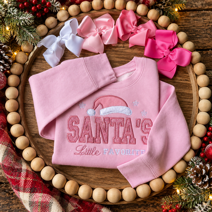 Santa's Little Favorite Pink Toddler Christmas Sweatshirt