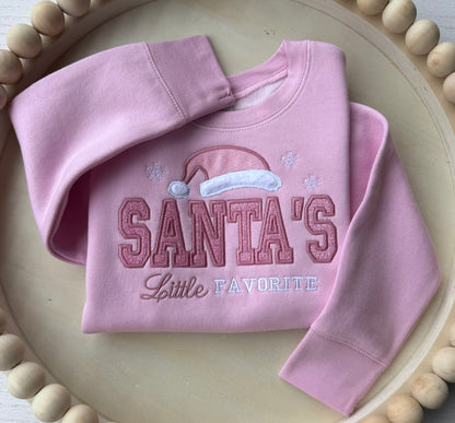 Santa's Little Favorite Pink Toddler Christmas Sweatshirt
