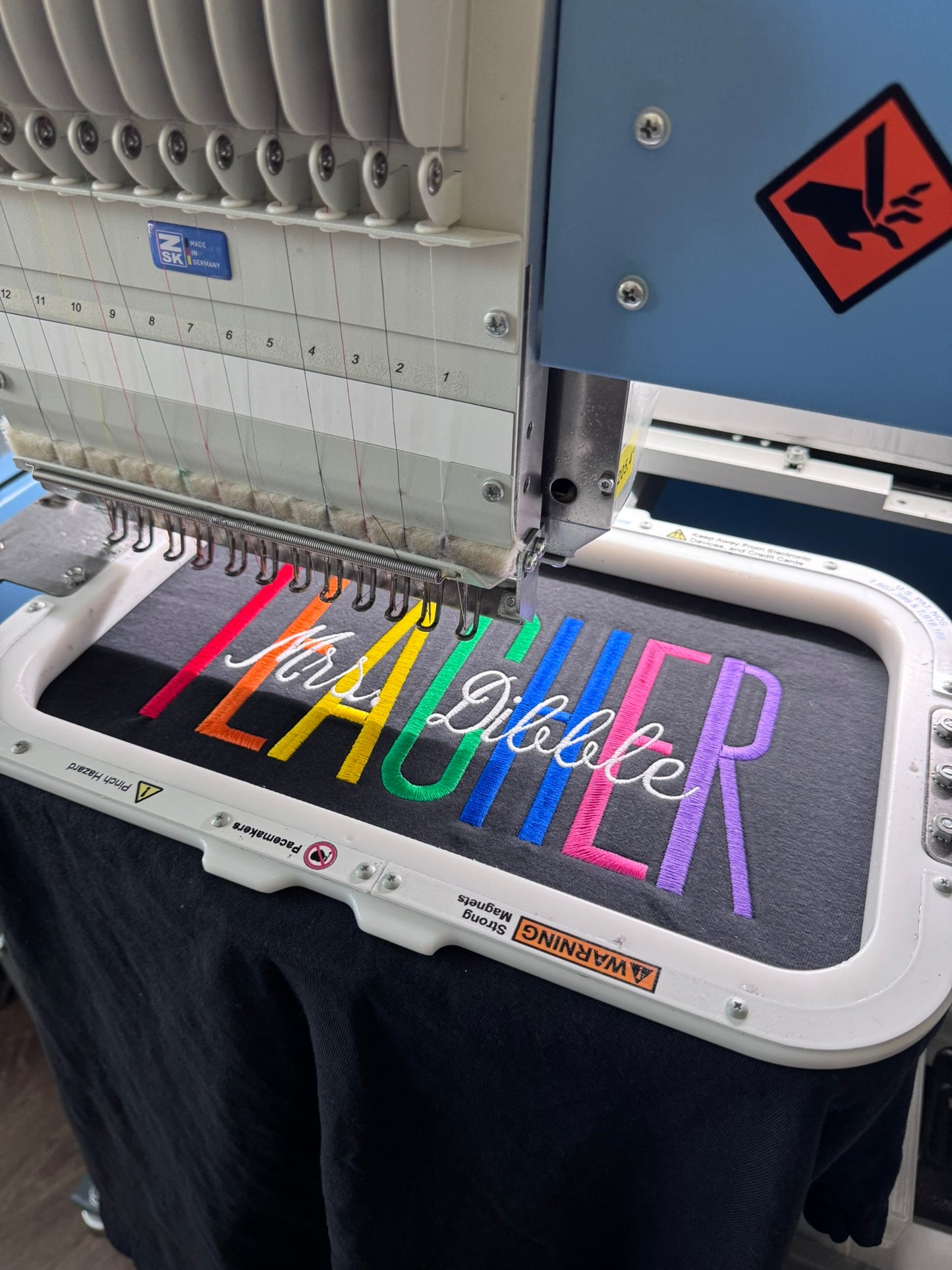 Personalized Embroidered Teacher Shirt | Custom Rainbow Last Name | Teacher Gift