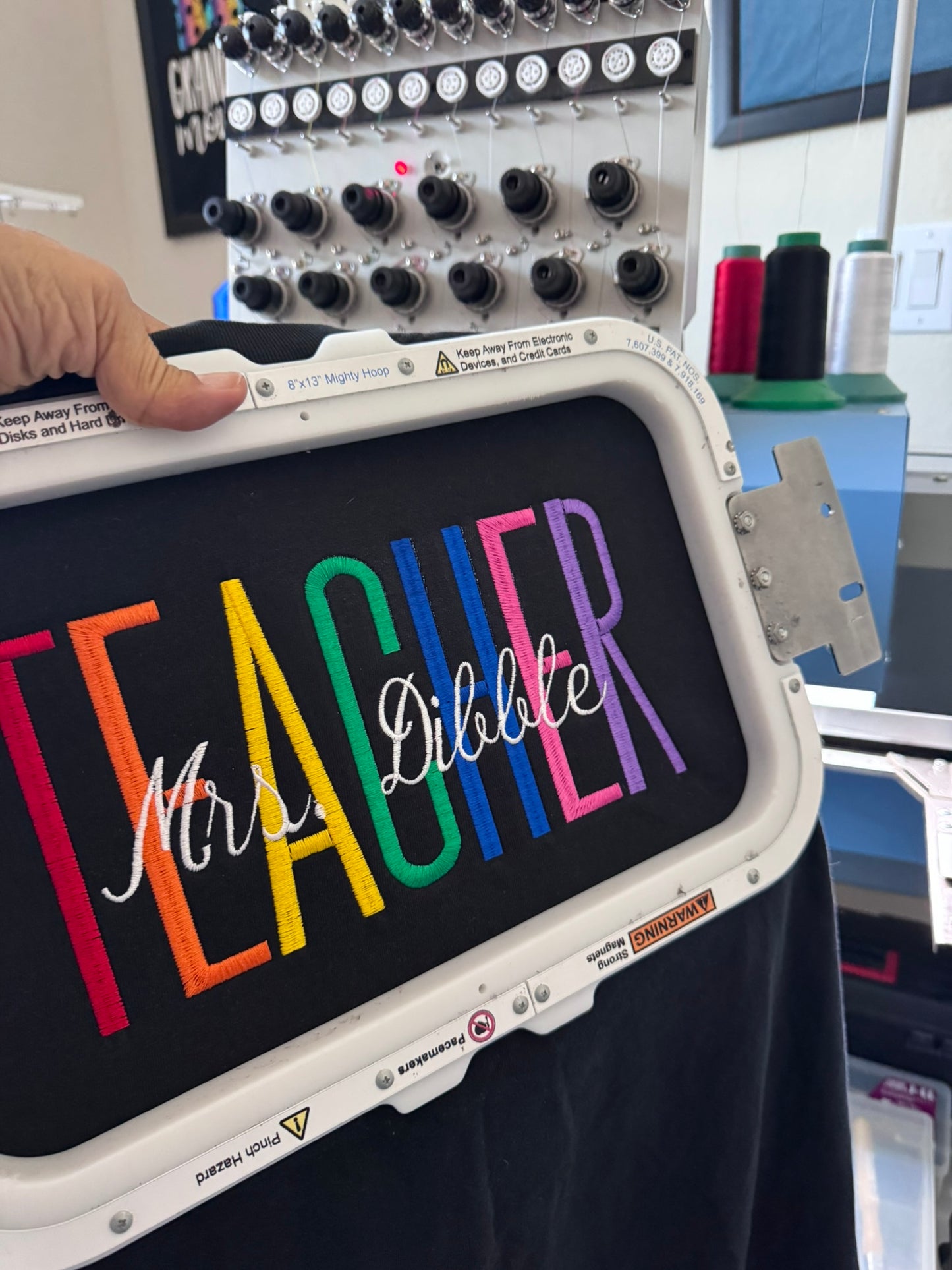 Personalized Embroidered Teacher Shirt | Custom Rainbow Last Name | Teacher Gift