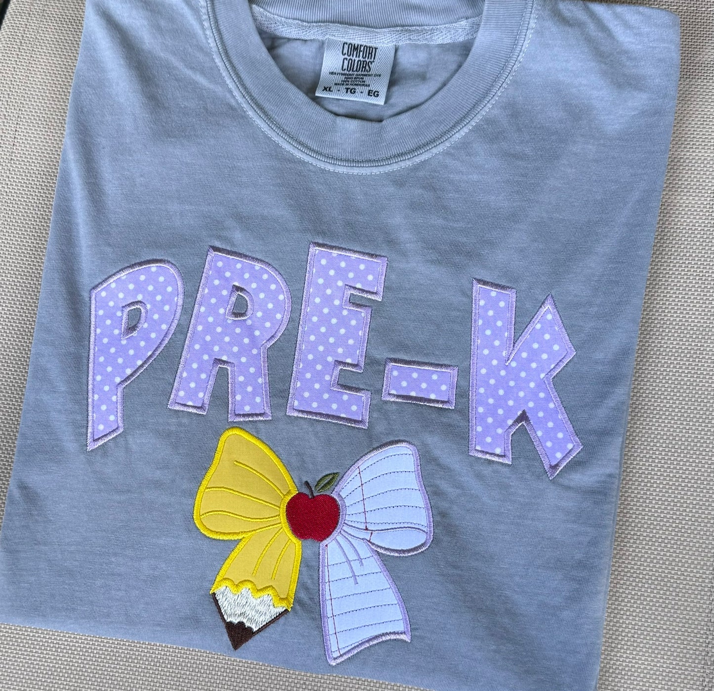 Coquette Teacher bow, custom school shirt, embroidery kindergarten tee comfort color, grade level crew