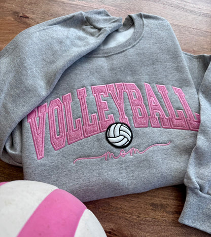 Personalized volleyball sweatshirt with pink sparkle appliqué and volleyball