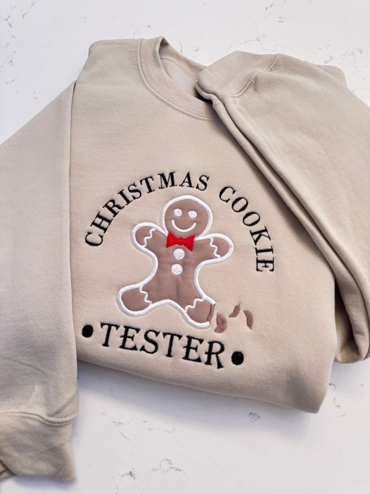 Gingerbread Christmas Cookie Tester unisex crewneck sweatshirt for holiday baking and cookie exchanges