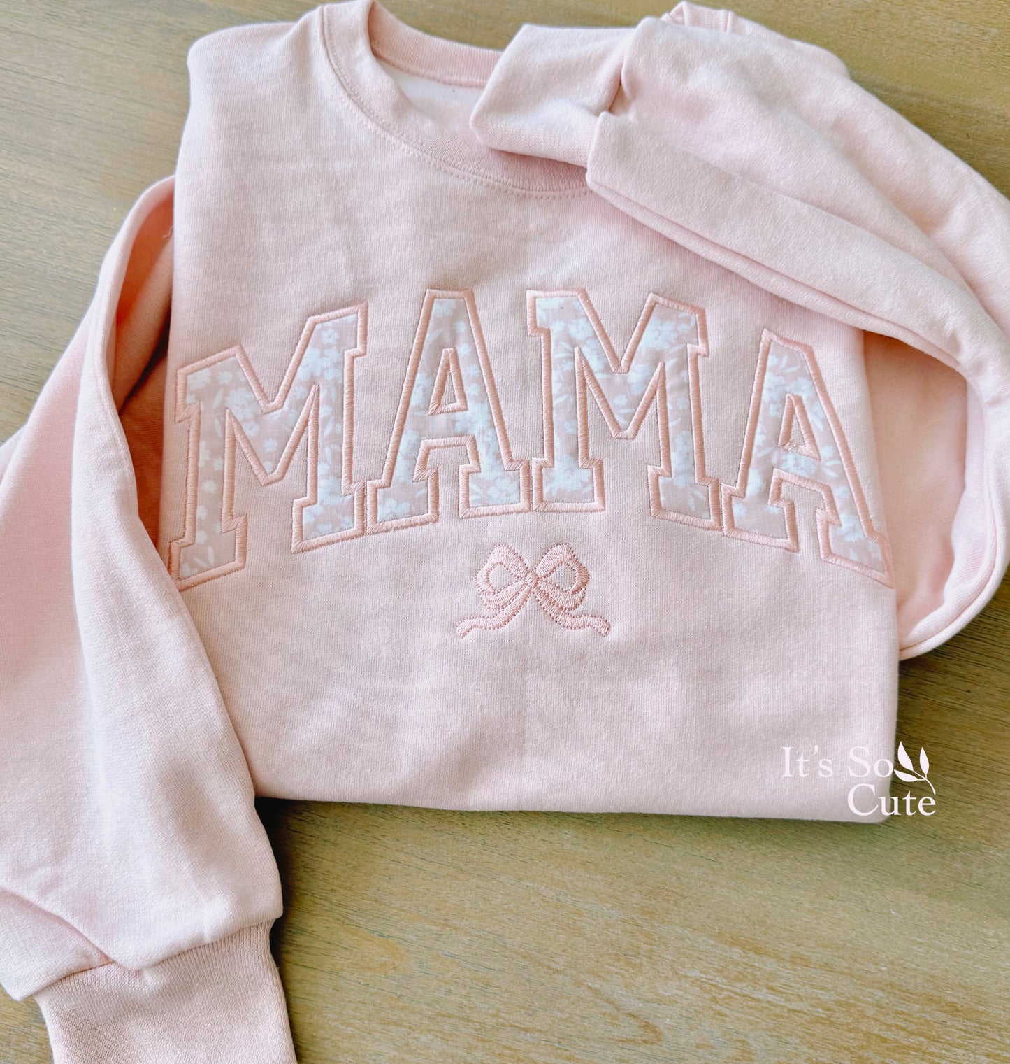 Personalized Mama Embroidered Sweatshirt – Custom Name Sleeve Floral Appliqué