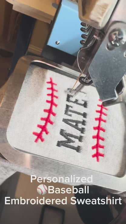 Sudadera bordada de mamá beisbolista | Aplicación de chenilla Varsity brillante negra | Personalizada
