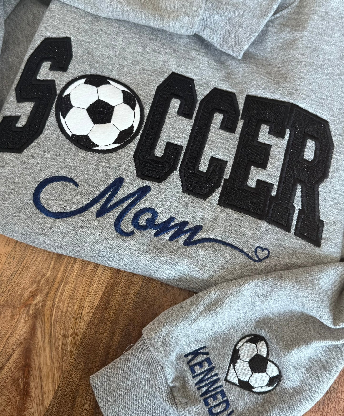 Personalized Soccer Mom Sweatshirt & Hoodie | Sparkle Appliqué