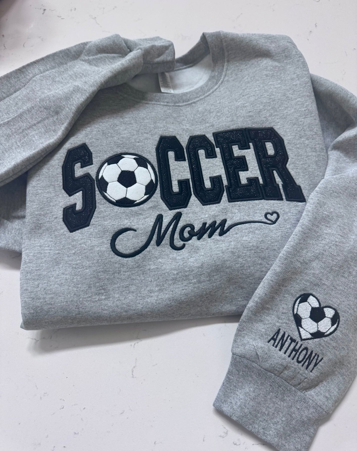 Personalized Soccer Mom Sweatshirt & Hoodie | Sparkle Appliqué